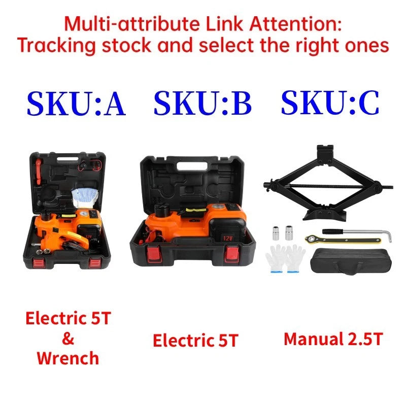Electric Car Jack with Tire Inflator Pump 12V 5 Ton Hydraulic Car Jack Lift Kit