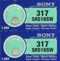 2 Pcs Sony Silver Oxide 317 1.55V Battery