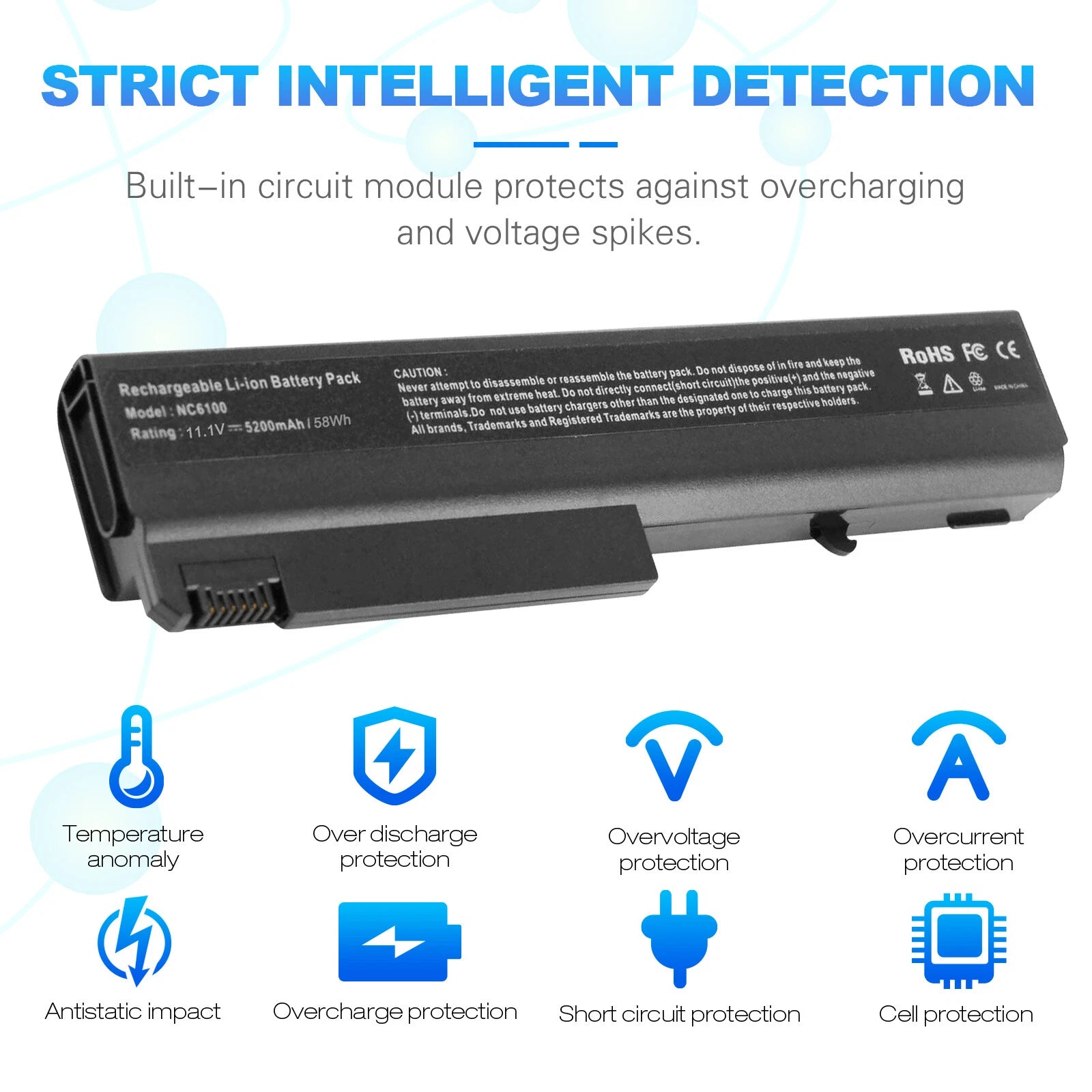 Battery for HP Compaq 6510b 6515b 6710b 6710s 6715s 6715b 6910p NC6100 NX5100