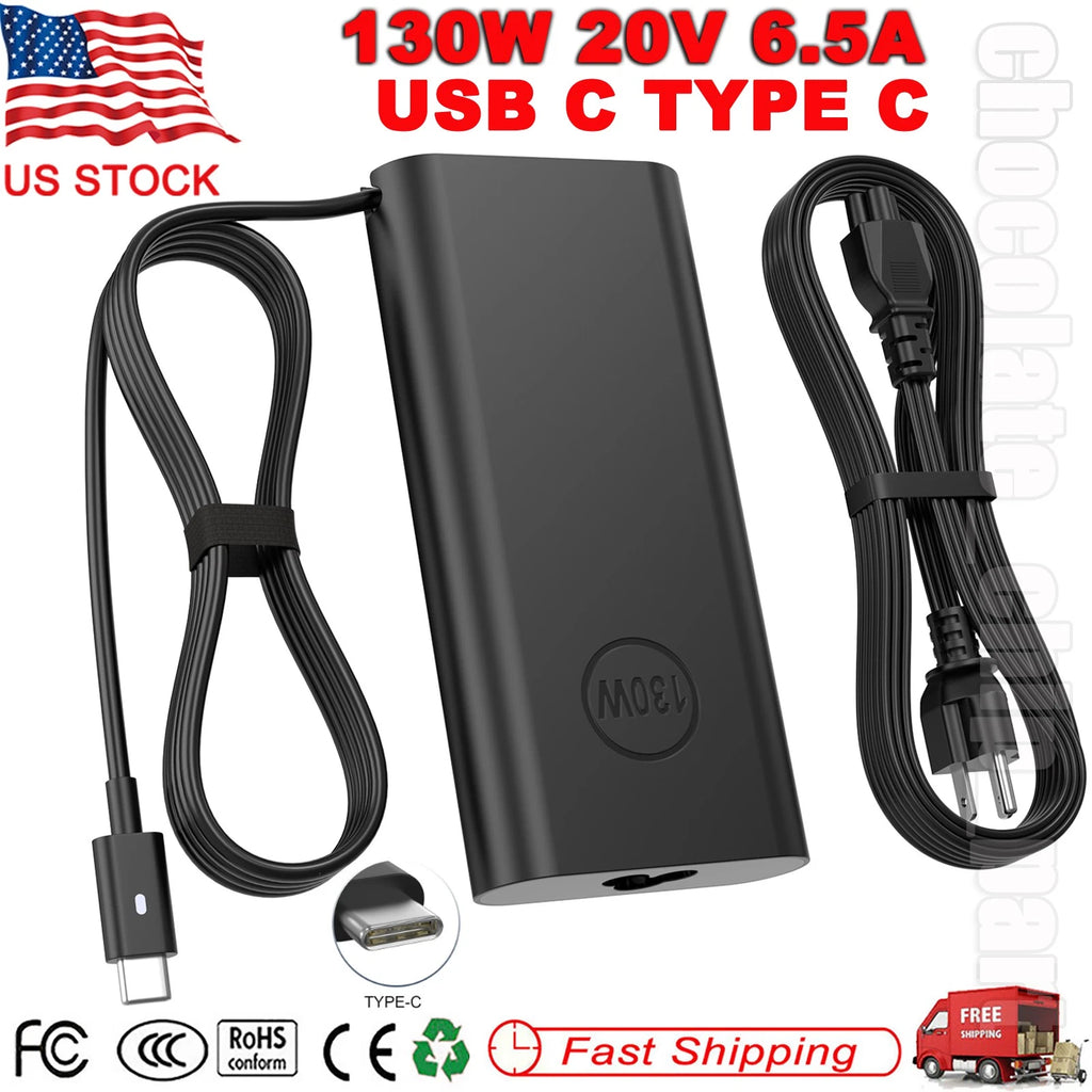 130W USB C Type-C Charger For Dell XPS 9350 9360 9370 9380 9365 2-in1 DA130PM170