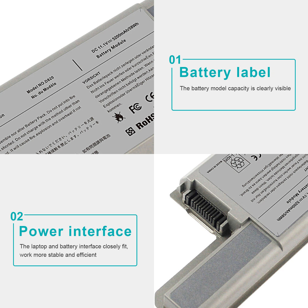 Battery for Dell Latitude D531 D531N D820 D830 M65 M4300 Type CF623 CF711 DF192
