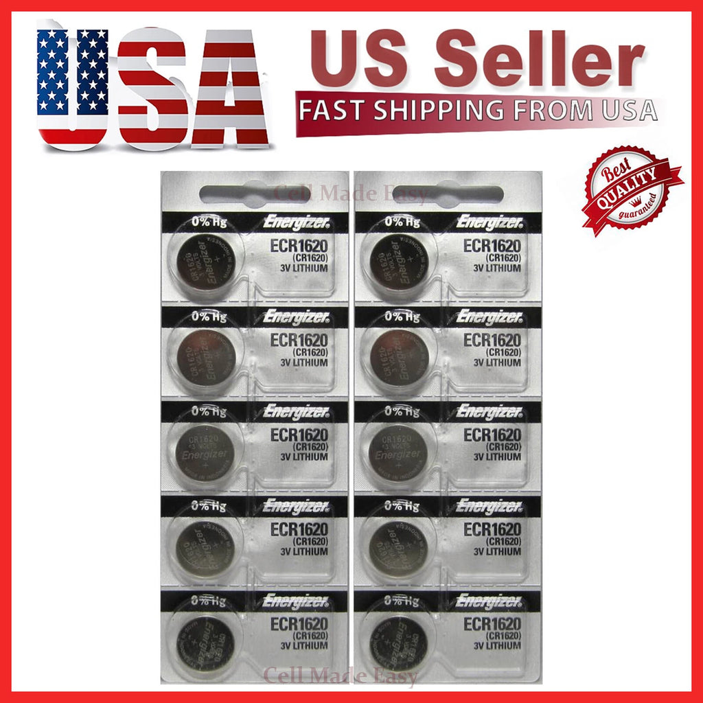 10 Piece Fresh Stock Energizer CR1620 BATTERY 3V LITHIUM CR 1620 DL1620 BR1620