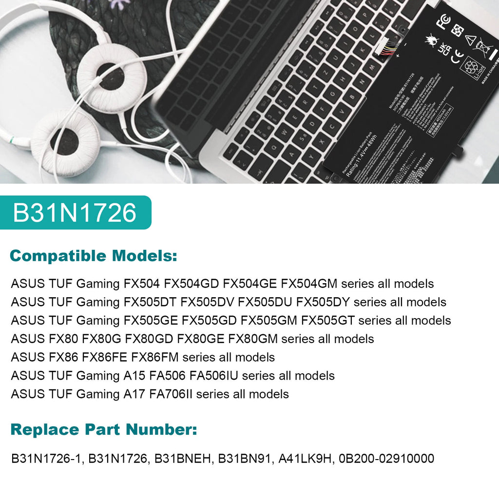 B31N1726 Battery for ASUS FX504 FX505 FX80 FX80GD FX86 FX86FM FX505DY FX505GE