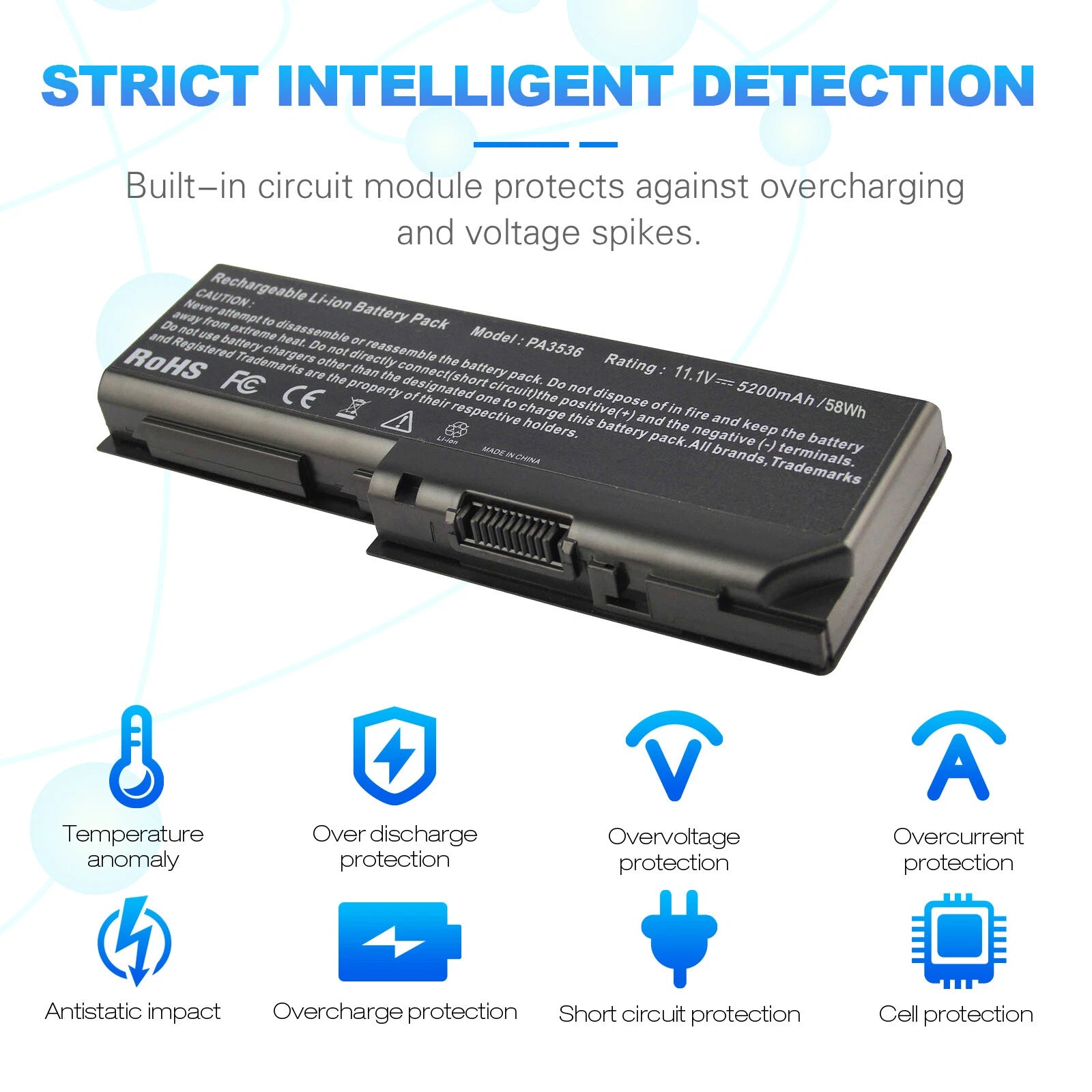 PA3536U-1BRS Battery for Toshiba Satellite P200 P300 L350 PA3536U-1BAS 5200mAh