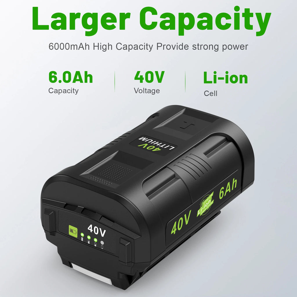 2X 6.0Ah Battery for Ryobi 40V Lithium OP40602 Battery OP401 40Volt Fast Charger