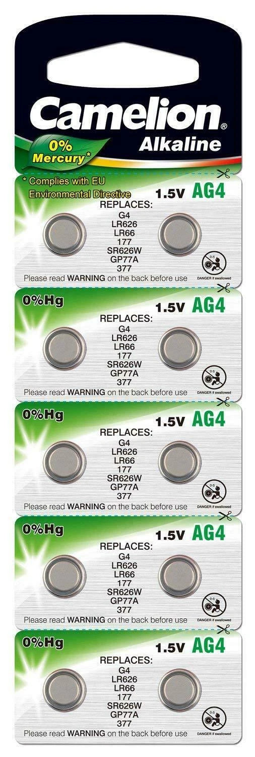 30 Camelion AG4 LR626 377 376 G4A LR66 L626 GP7 Alkaline Buton Cell Battery