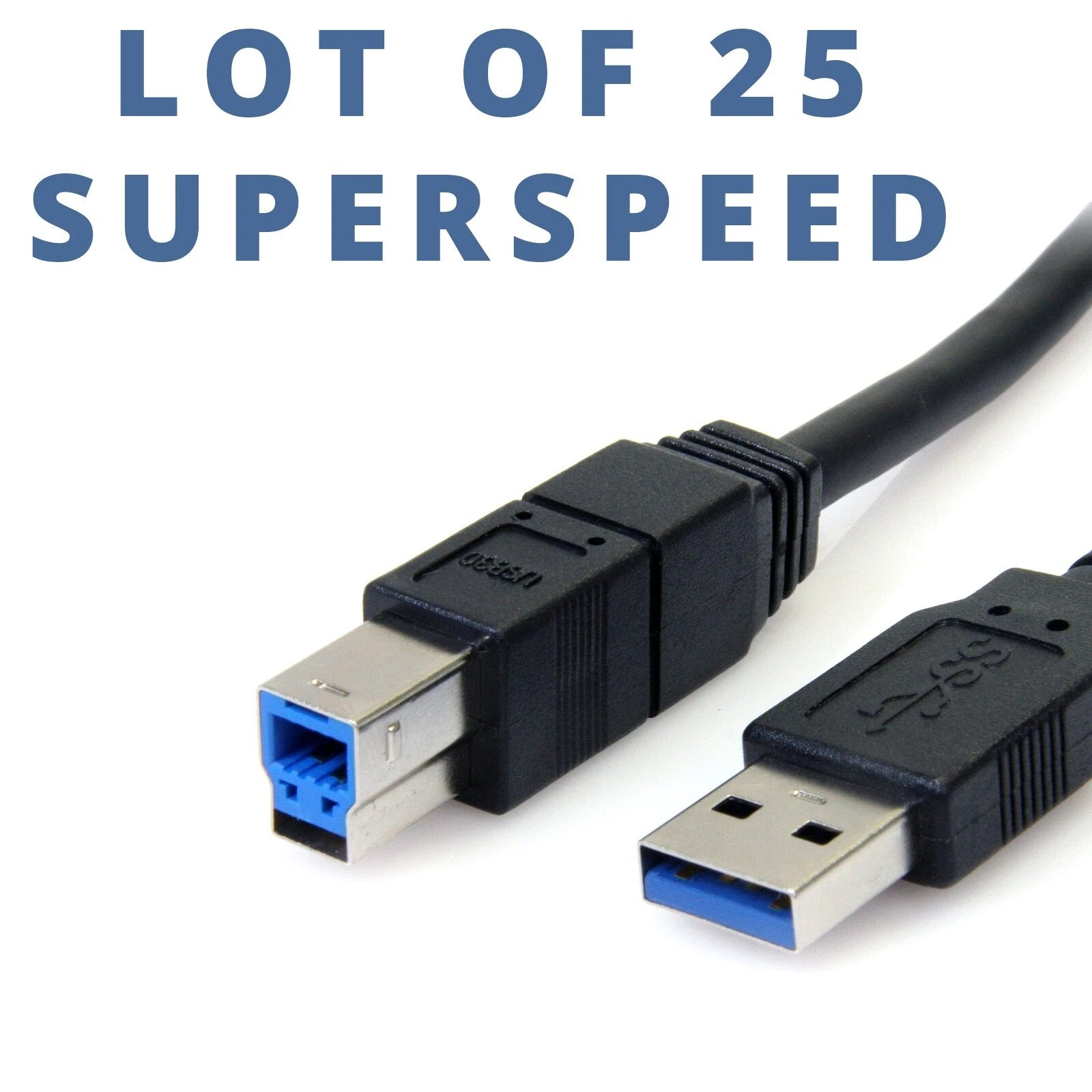 LOT of 25 6FT HIGH QUALITY BRANDED CABLES USB 3.0 A to B FOR SCANNERS & PRINTERS