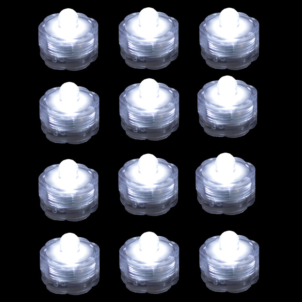 Submersible Waterproof Battery LED Tea Light ~ Wedding Decoration~WHITE~ 12 Pack