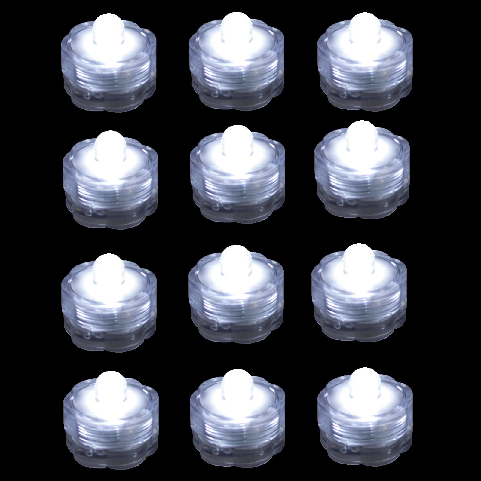 Submersible Waterproof Battery LED Tea Light ~ Wedding Decoration~WHITE~ 12 Pack