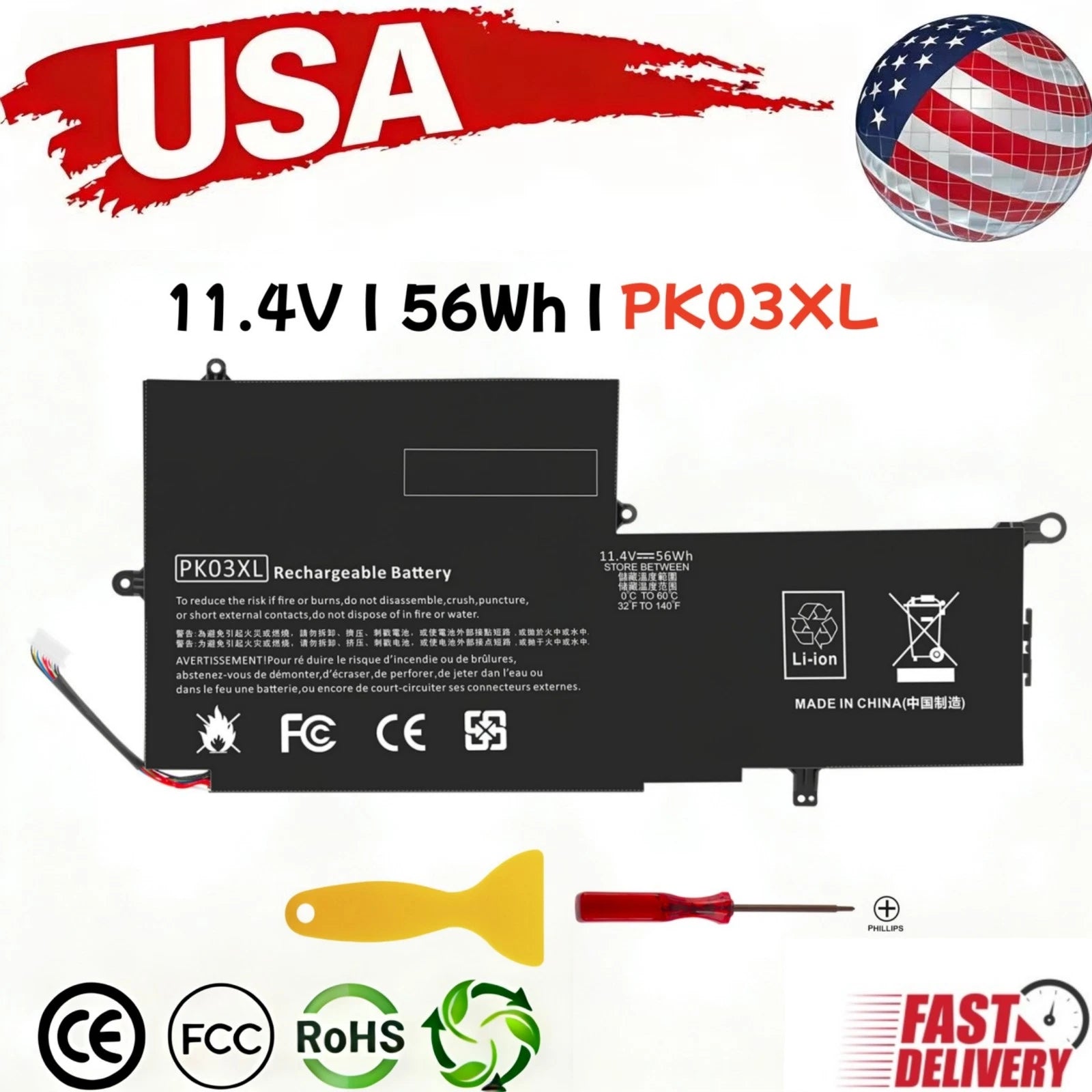 PK03XL 789116-005 56Wh Battery For HP Spectre x360 13 13-4000nf 13-4006tu 13t