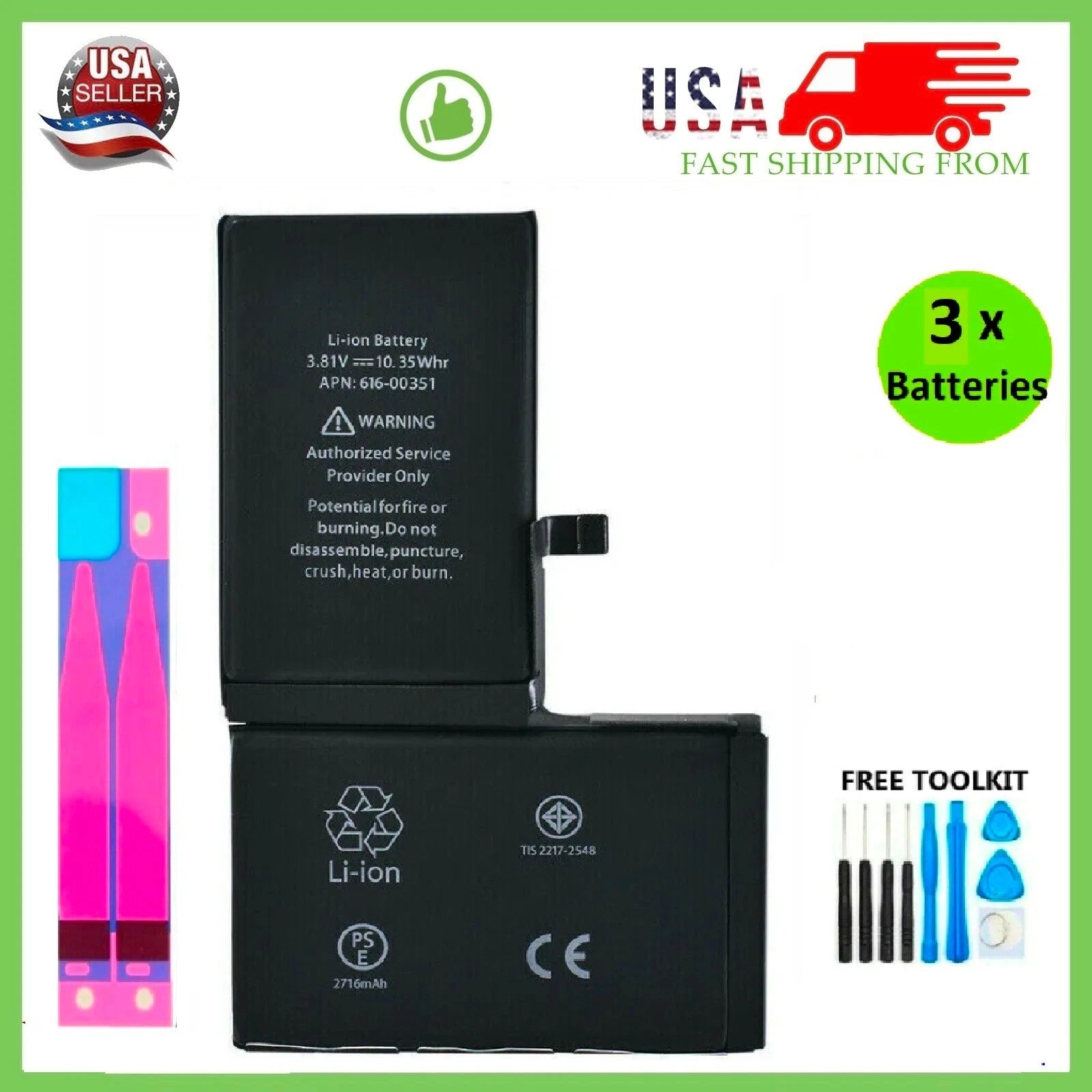 New OEM Replacement Internal Battery For iPhone X/XR/XS/XS Max + Free Tools LOT