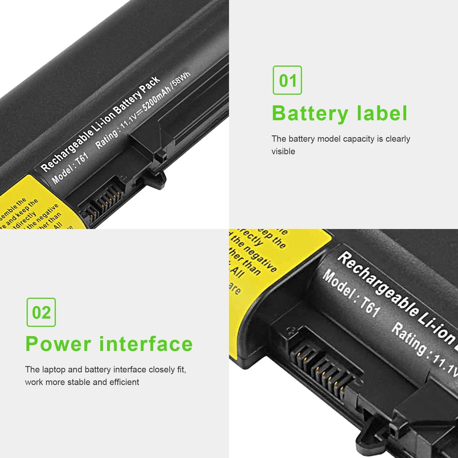 5200mAh Battery for Lenovo ThinkPad T400 T61 R61 R400 T61P 14.1" Widescreen
