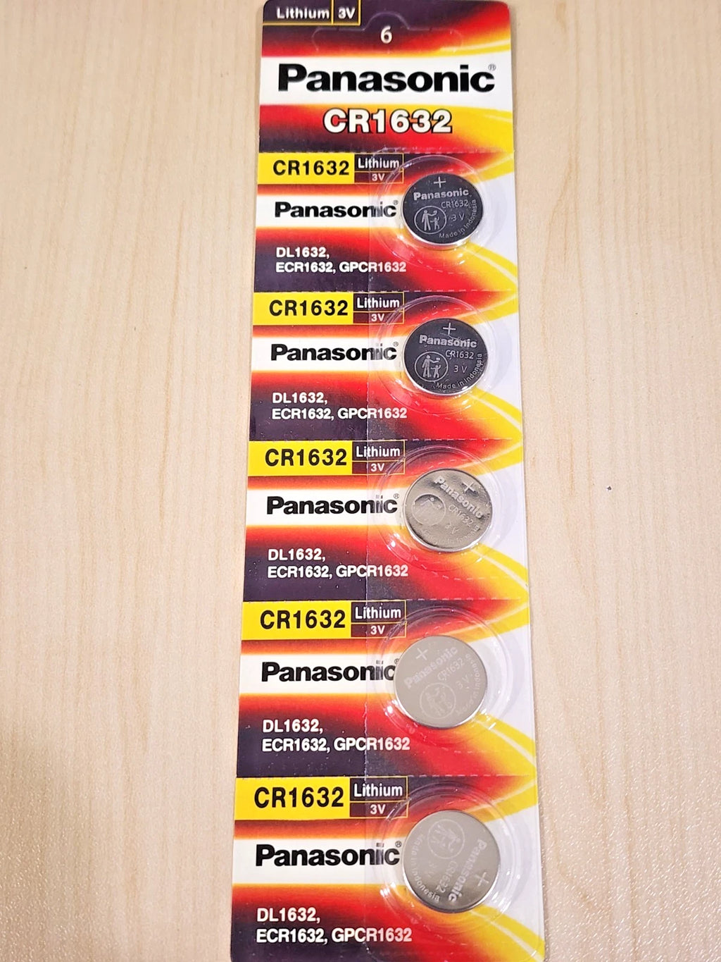 5 x carded CR1632 3v LITHIUM BATTERY CR 1632 CMOS KEY FOBS EXP. 2032 (five pcs)