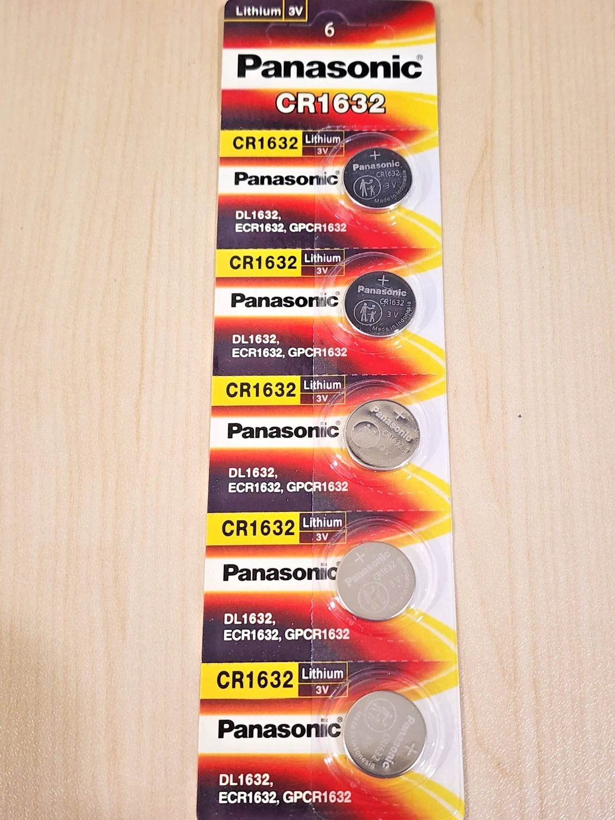 5 x carded CR1632 3v LITHIUM BATTERY CR 1632 CMOS KEY FOBS EXP. 2032 (five pcs)