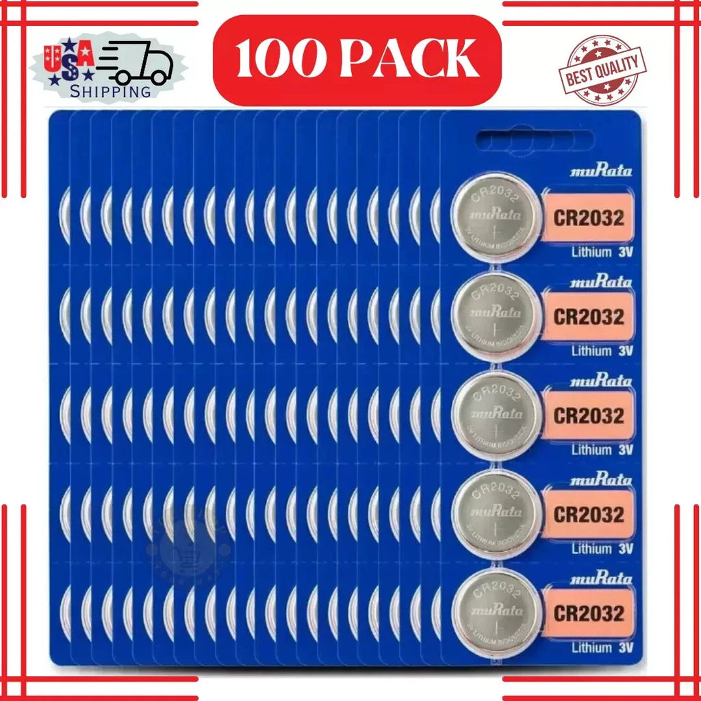 100 x Murata CR2032 Battery 3V Lithium Coin Cell (100 Count)Replaces Sony CR2032