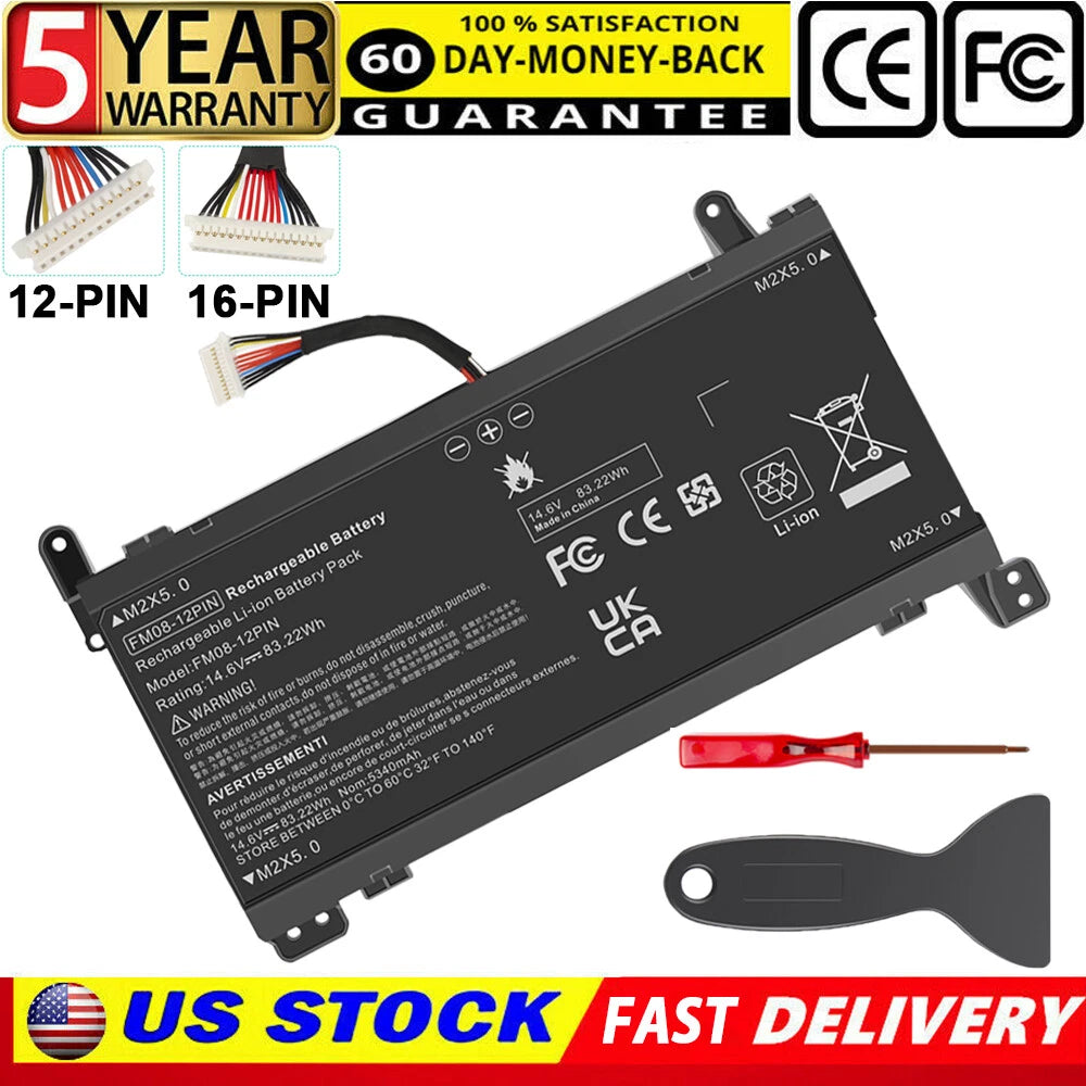 FM08 battery for HP OMEN 17-AN008CA 17-AN012DX 17-AN013DX 17-AN020CA 16Pin/12Pin