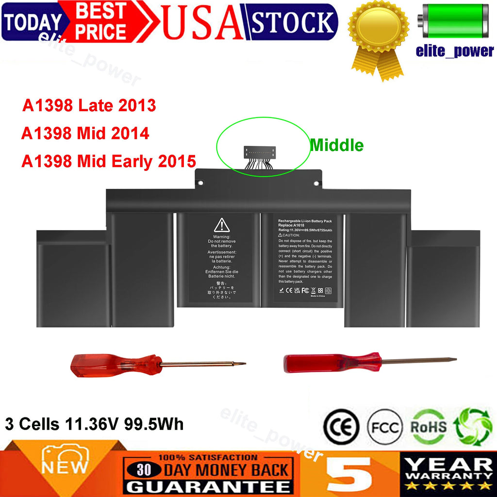 A1618 A1494 Battery For MacBook Pro 15''Retina A1398 Late 2013 Mid 2014 Notebook