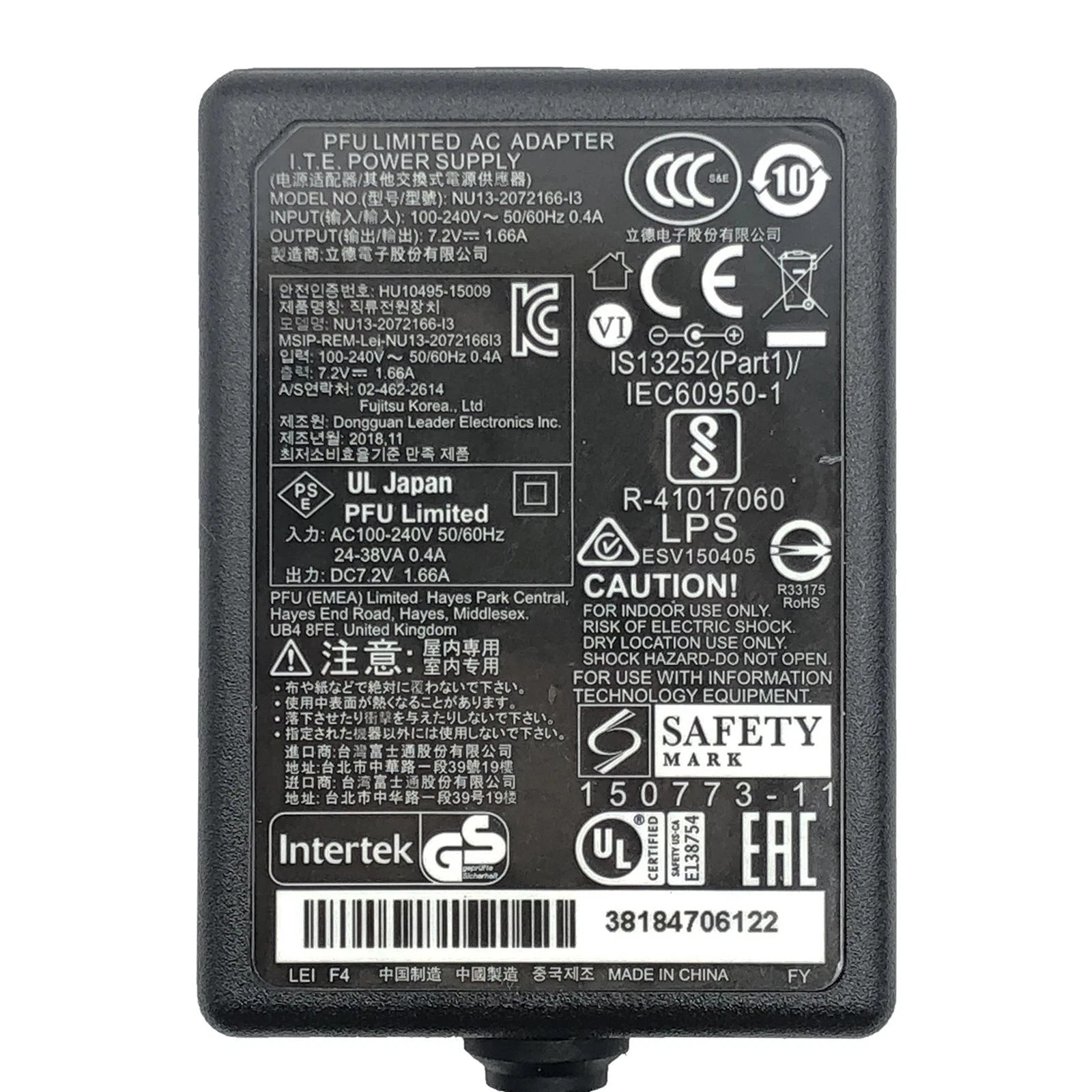 NEW Original LEI AC Adapter for Fujitsu S300 S1300 S1300i ScanSnap Scanner