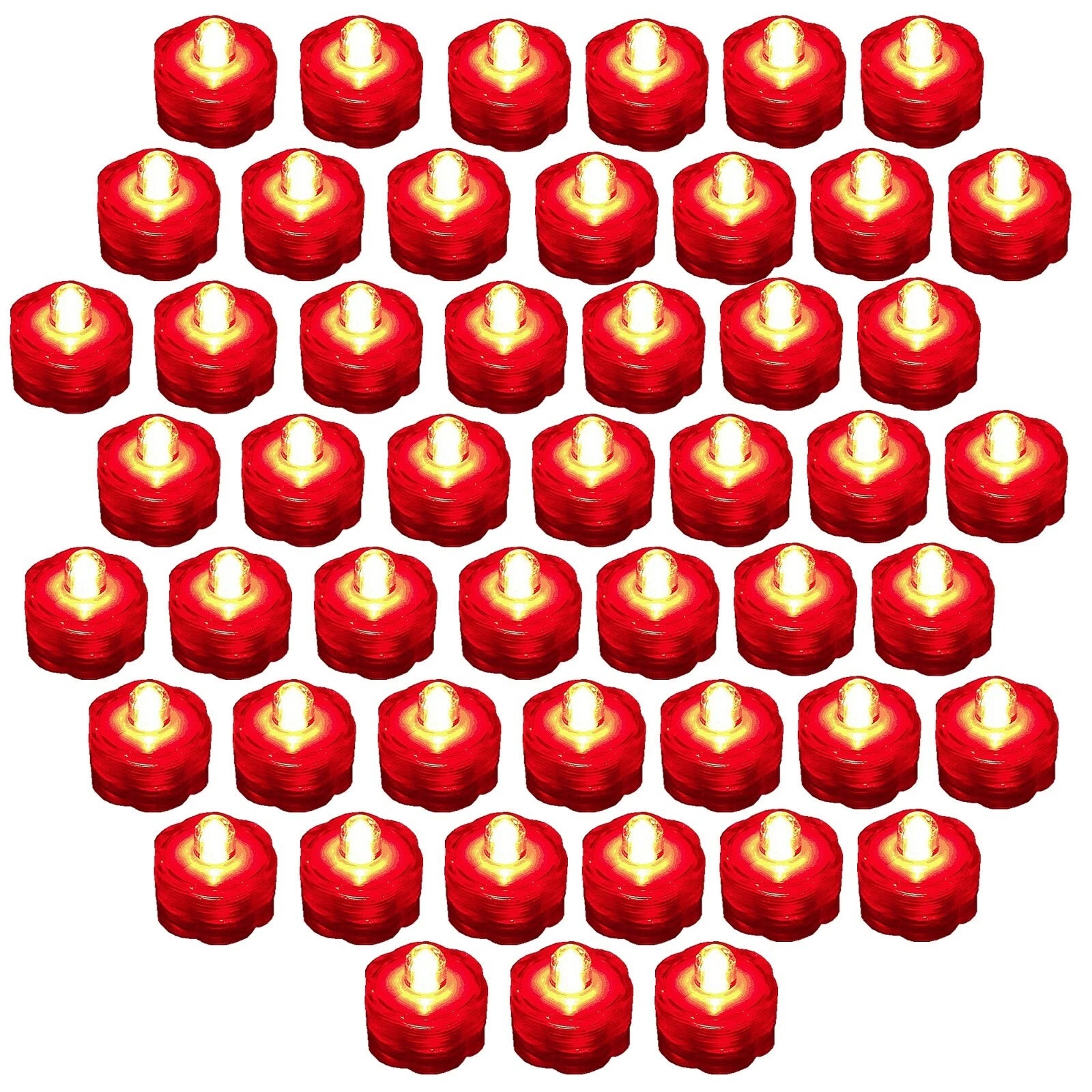 50 Pack Red Submersible Waterproof Underwater Battery LED Tea Light Wedding