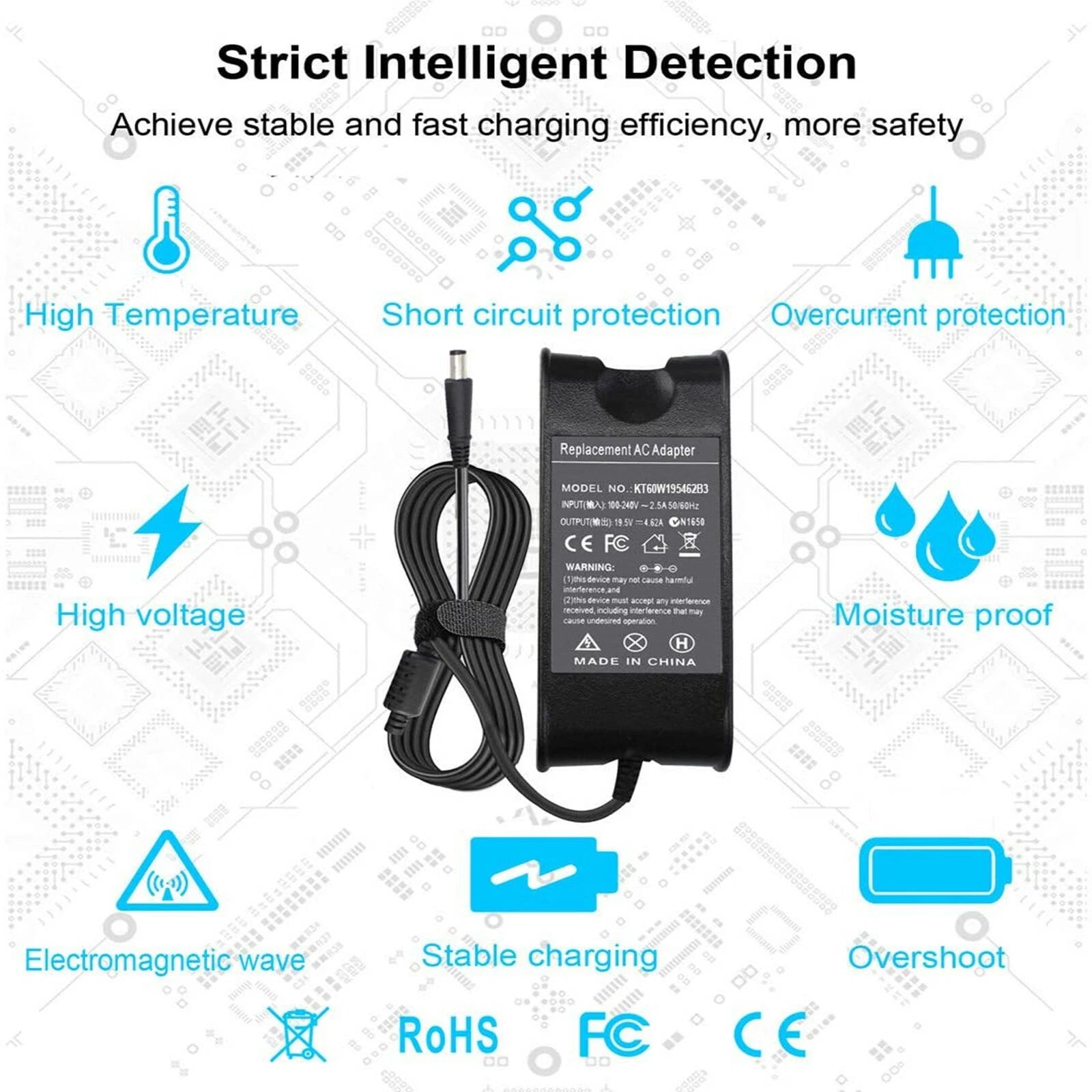 19.5V 4.62A 90W 7.4mm For DELL PA10 Laptop Adapter Charger Latitude D620 D630