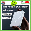 2 x 5000mAh Power Bank Magnetic Battery Pack Wireless Charger iPhone 14/13/12