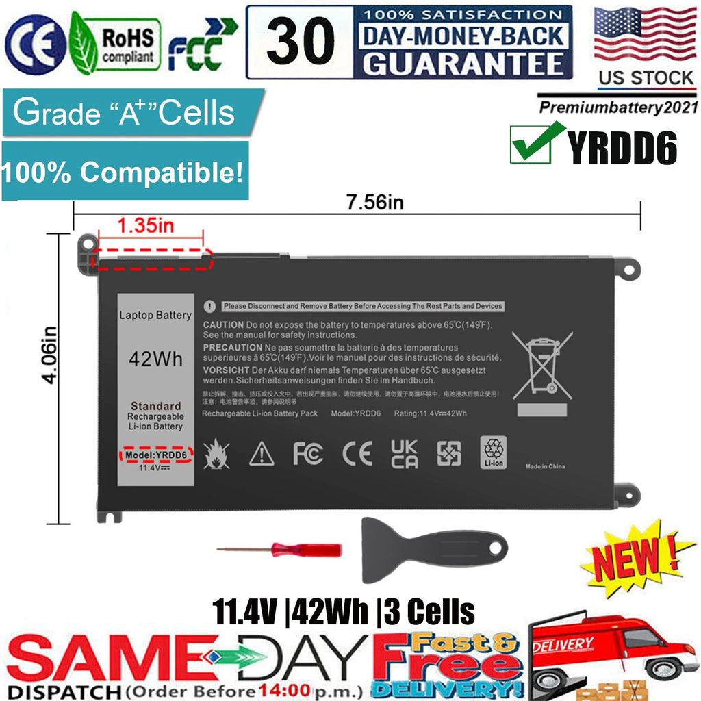 ?YRDD6 Battery for Dell Inspiron 3582 3593 3793 5493 5585 5593 5480 5590 5594 US