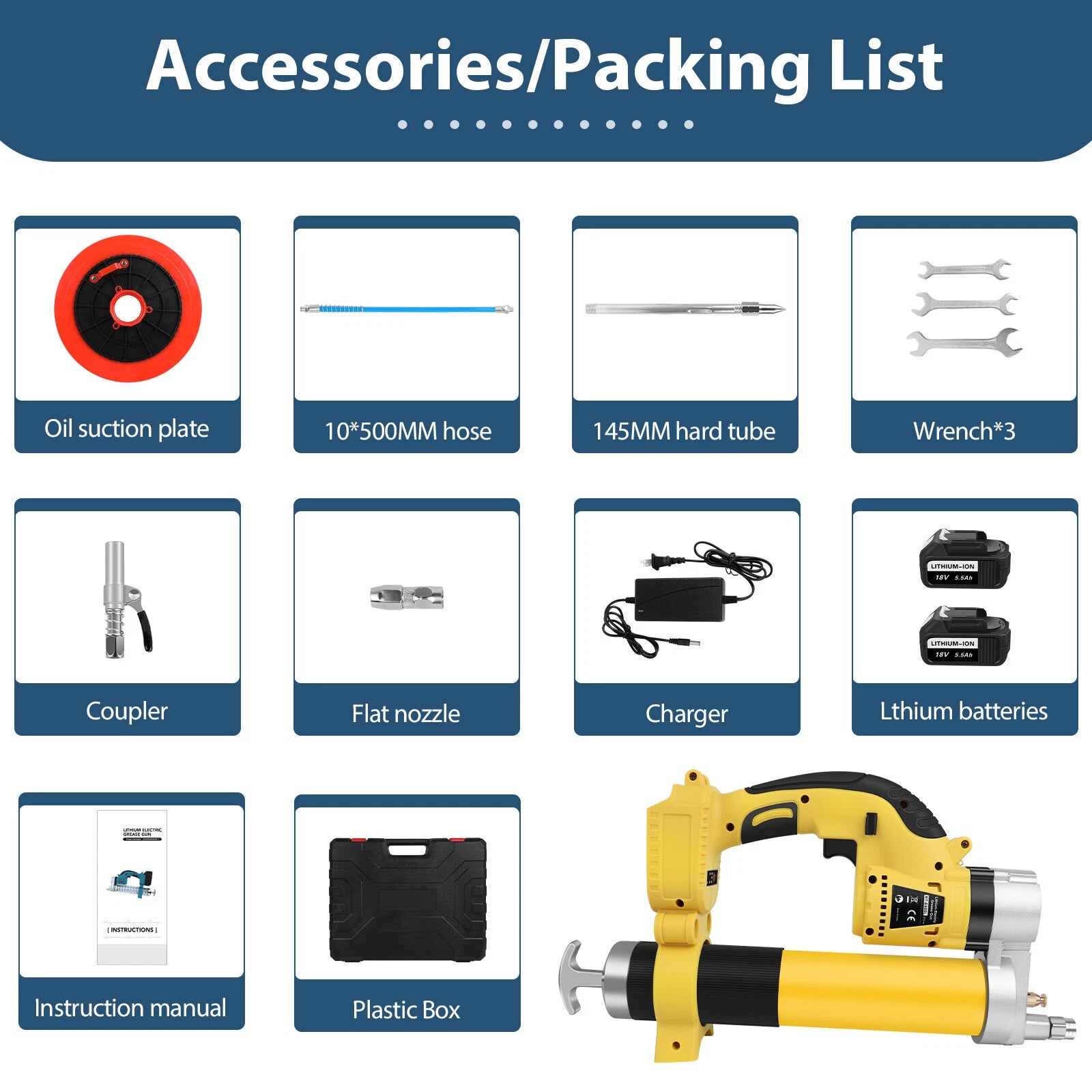 400CC Electric Cordless Grease Gun For Makita 18V /w 2x 5.5Ah Battery 23000r/min