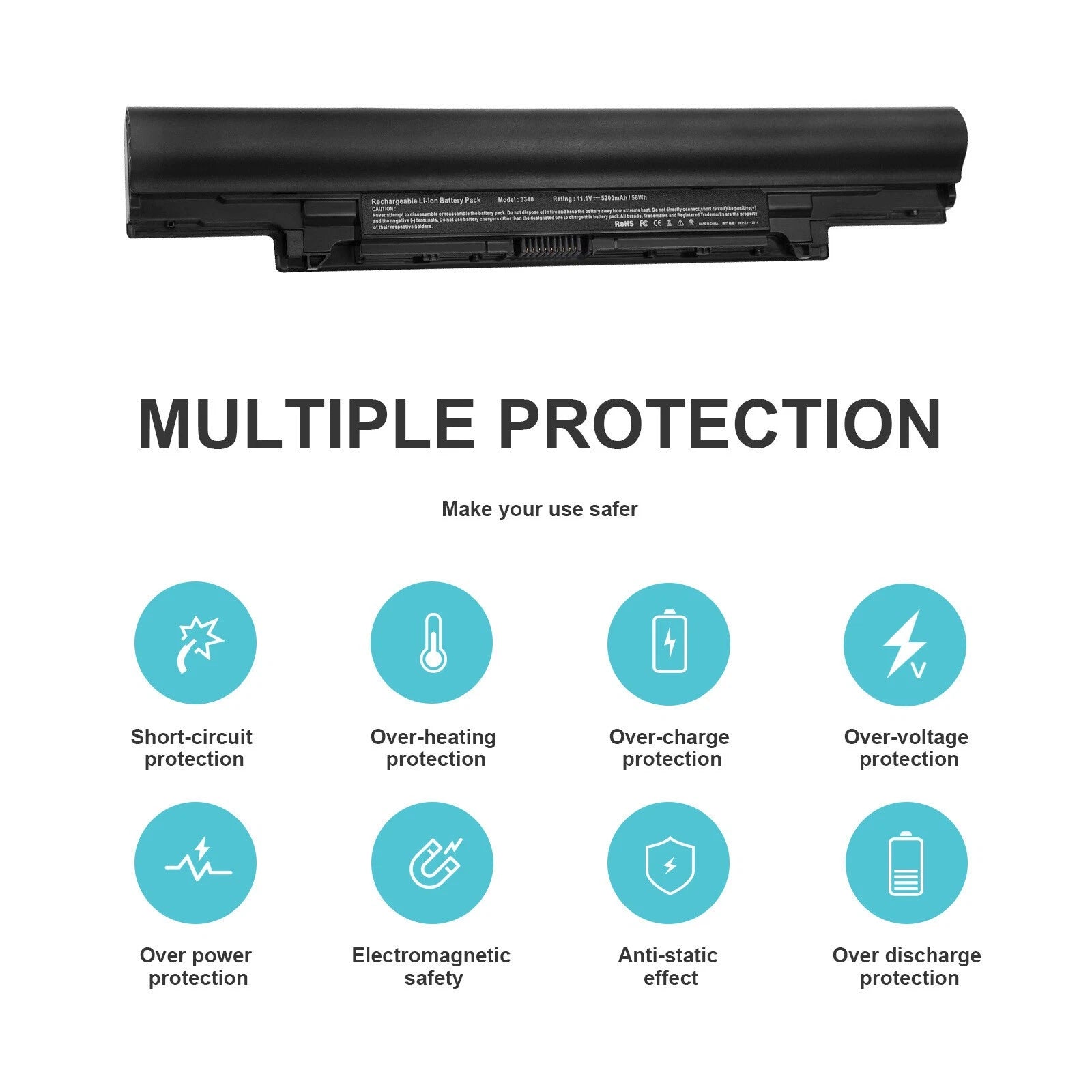 3340 Battery For Dell Latitude 3350 YFDF9 HGJW8 5MTD8 451-BBJB 451-BBIY 5200mAh