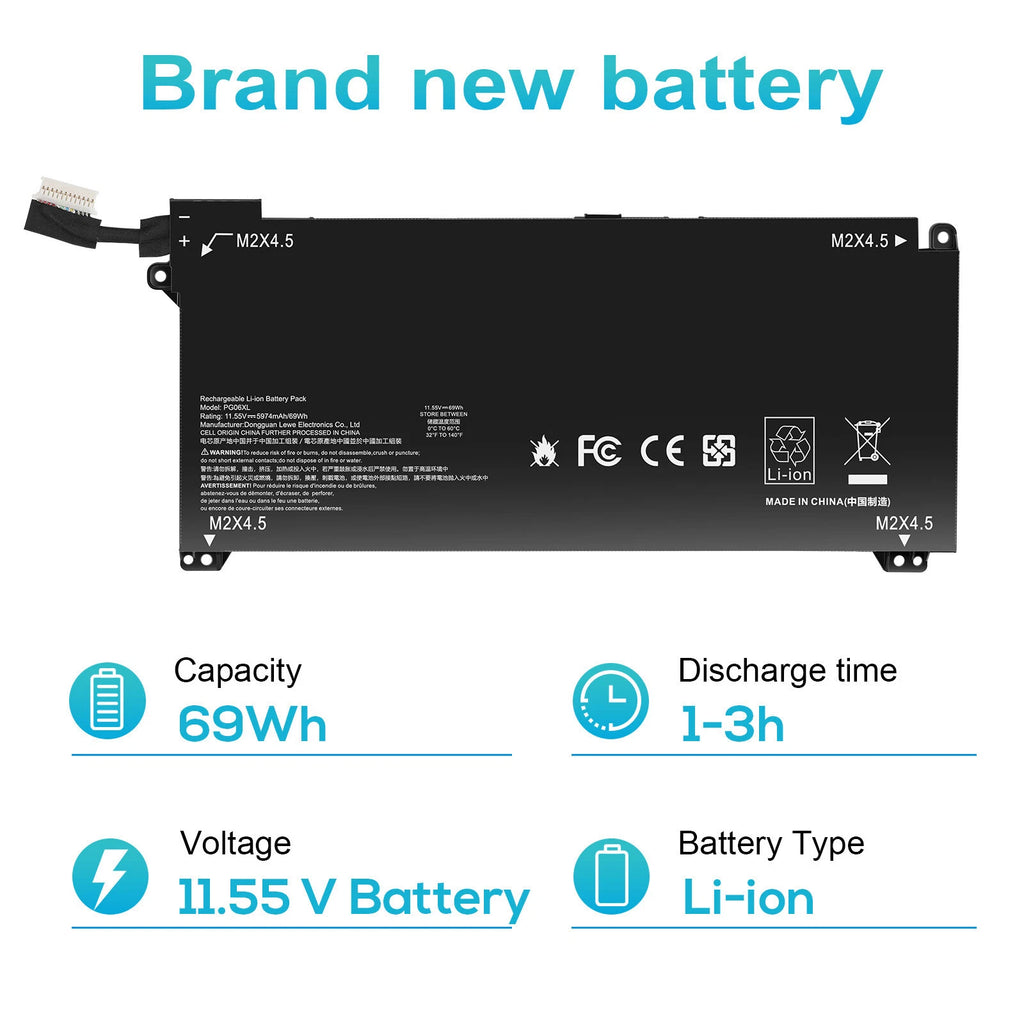 PG06XL Battery for HP Omen 15-DH000 15T-DH000 15-DH0XXX 15T-DH100 L48431-2C1