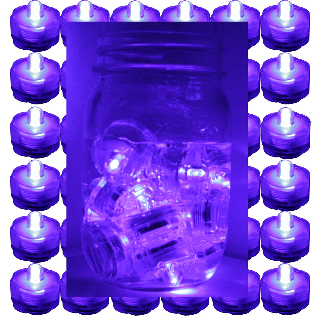 48 Pack PURPLE Submersible Waterproof Underwater Battery LED Tea Light~Wedding