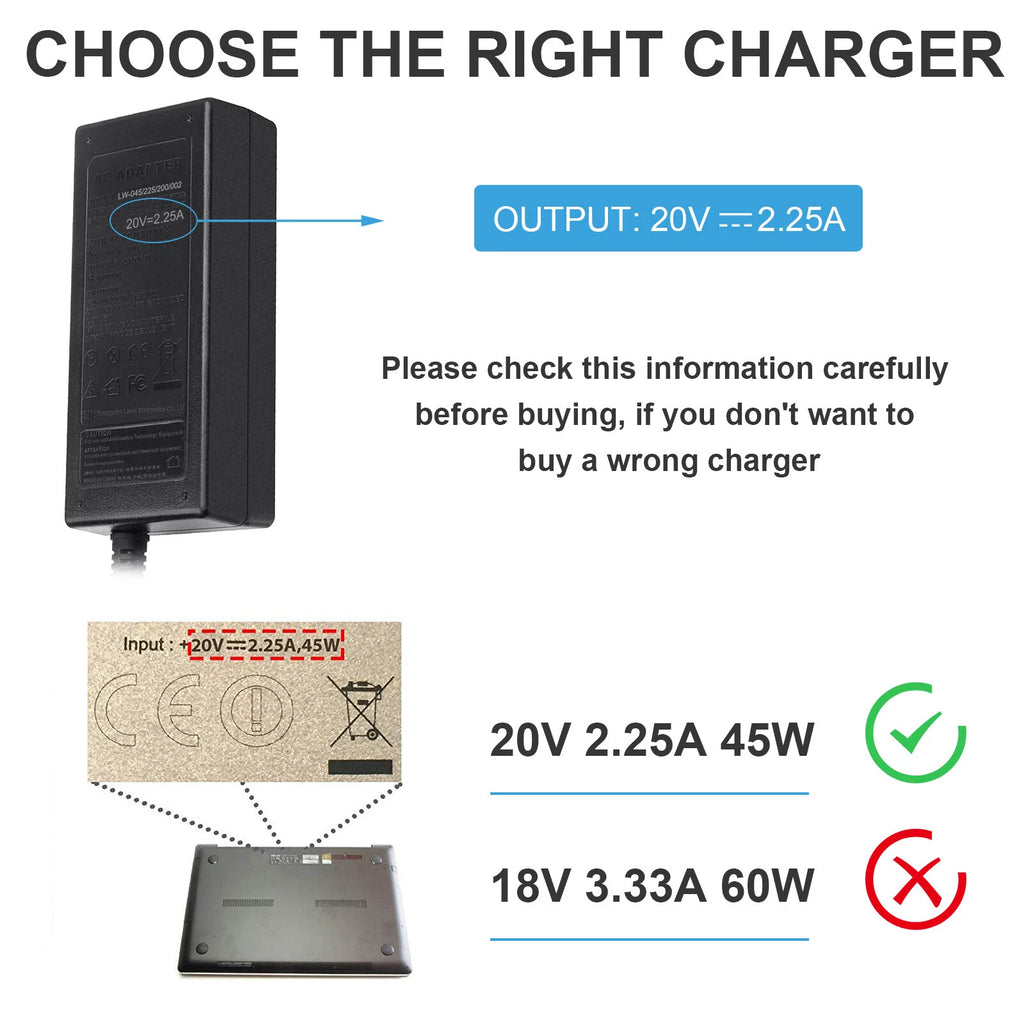For Lenovo Ideapad 300 300S 320-15ABR Laptop AC Adapter Power Charger 20V 2.25A