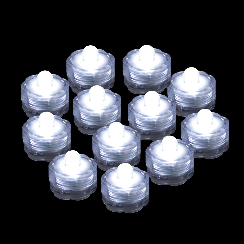 12 Pack~White~Submersible Waterproof Underwater Battery LED Tea Light~Wedding