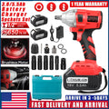 Cordless Electric Impact Wrench Gun 1/2'' High Power Driver With 2 Battery 18V
