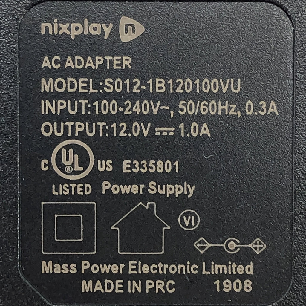 NEW Genuine Nixplay S012-1B120100VU Wall Power Supply Adapter 12V 1A OEM Charger