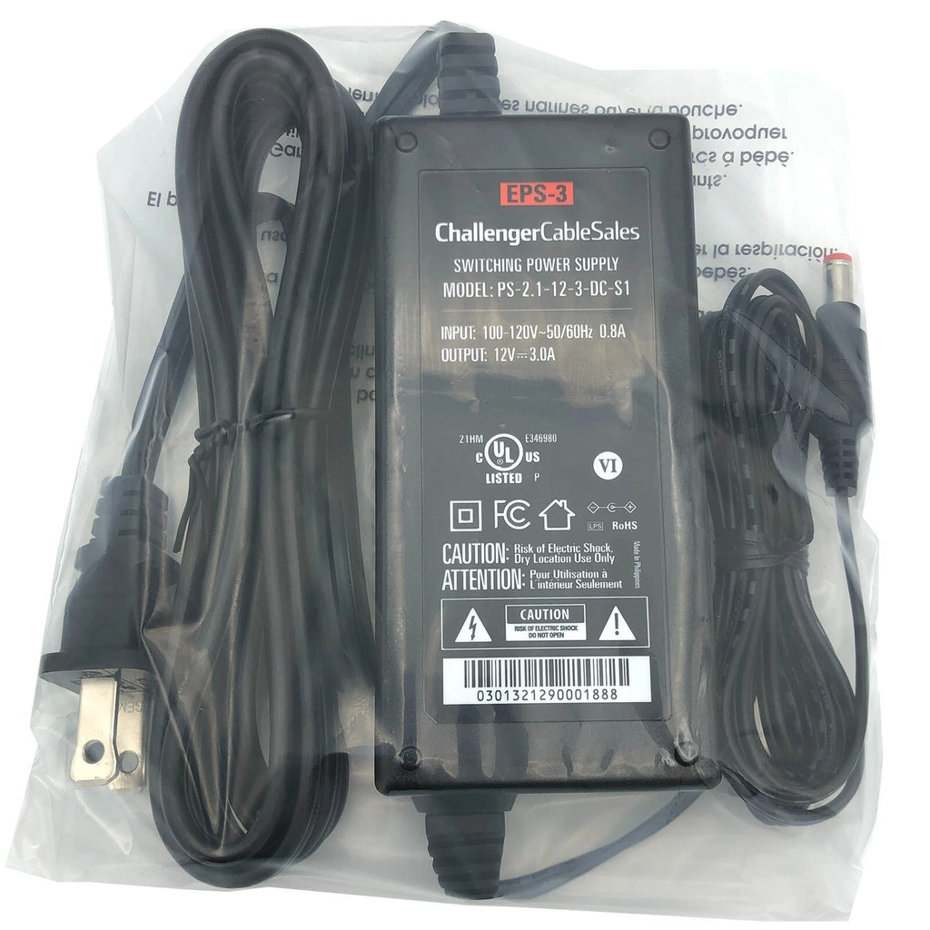 NEW Challenger PS-2.1-12-3DT1 Cable Sales Switching I.T.E Power Supply 12V 3A