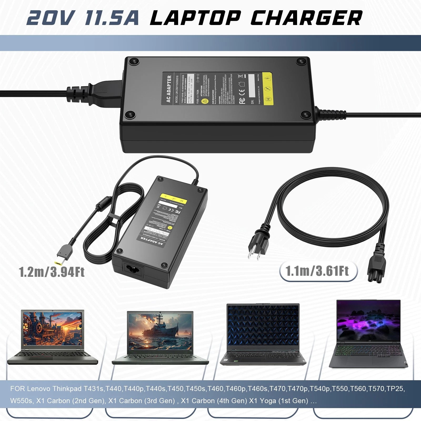 230W 11.5A AC Adapter For Lenovo Legion 5 Y920 910 900 740 730 ADL230NDC3A