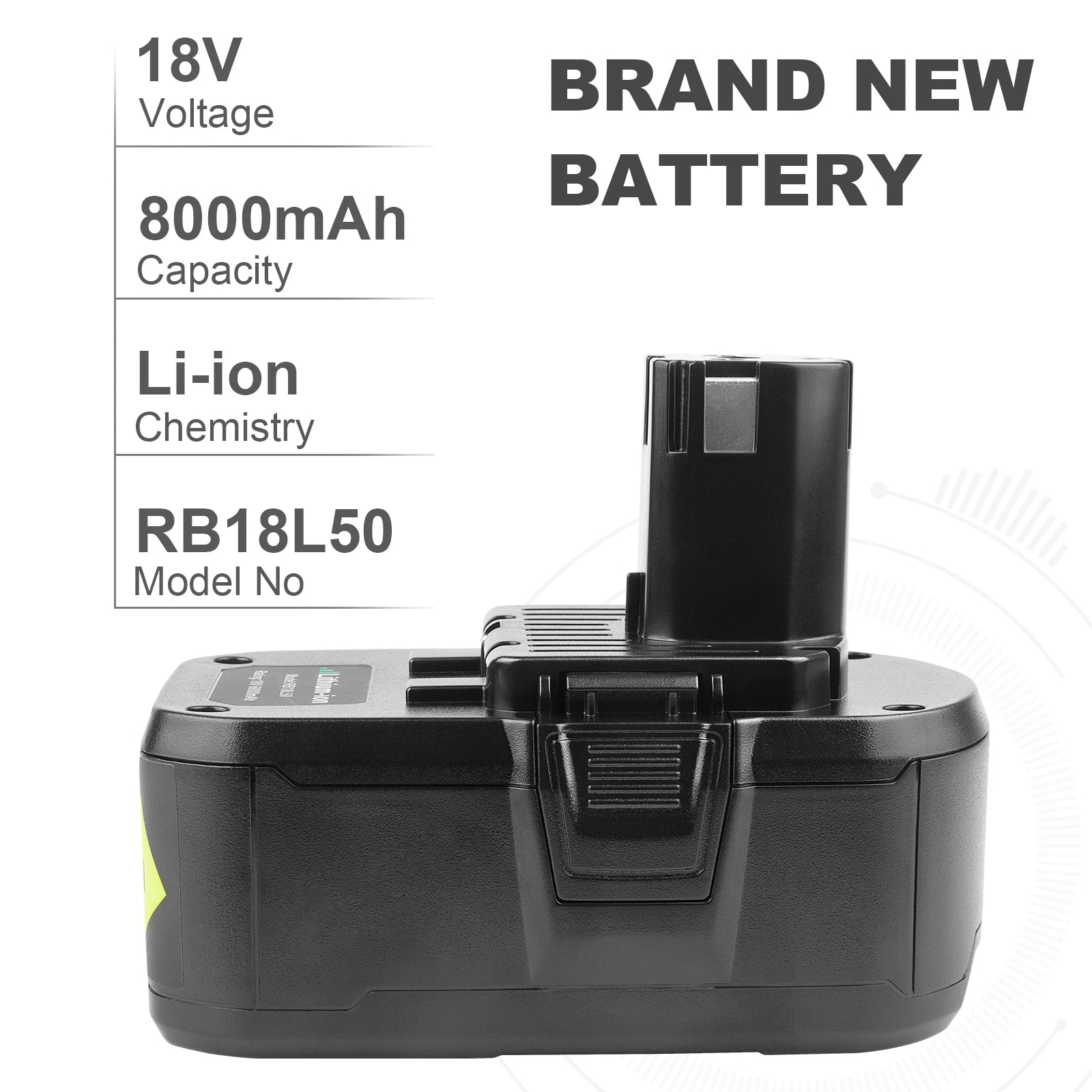 12Ah 6Ah 8Ah For RYOBI P108 18V High Capacity Battery 18Volt Lithium-Ion Rb18l60