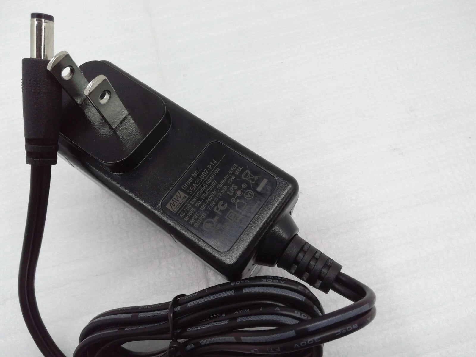 Lot of 10 New OEM Mean Well SGA25U07-P1J AC Adapter 7.5V 2.93A 22W 5.5x2.5 mm
