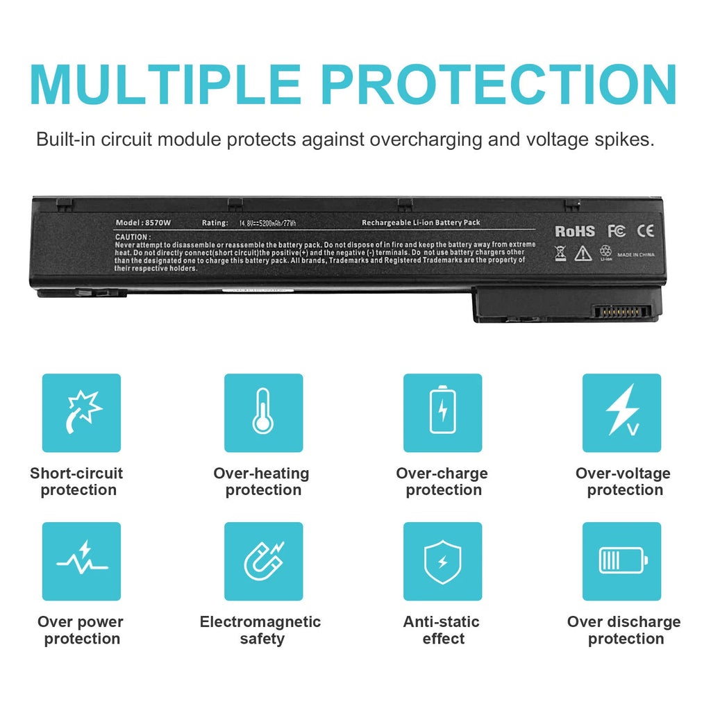 Battery for HP EliteBook 8560w 8570w 8760w 8770w Mobile Workstation 5200mAh US