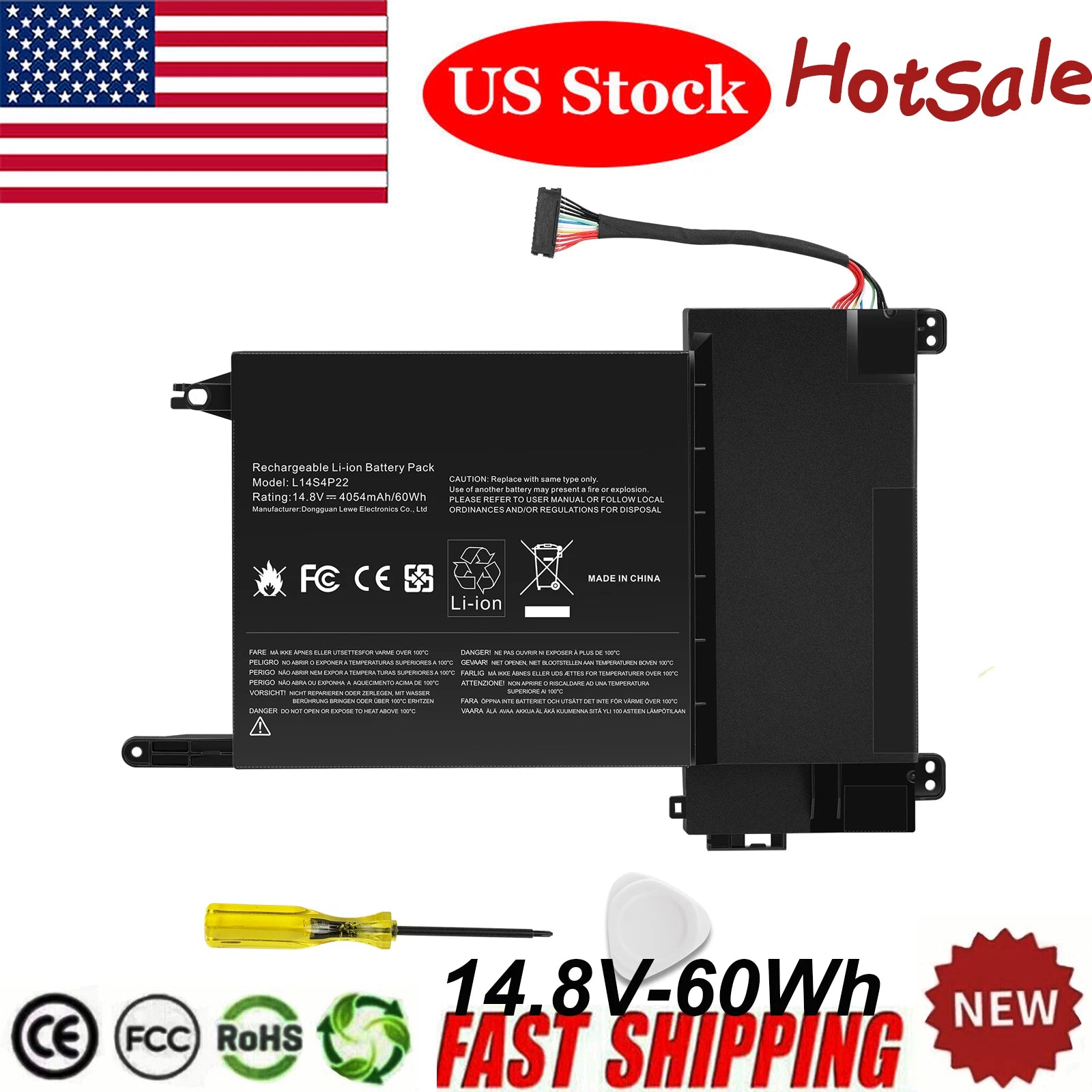 New L14M4P23 L14S4P22 60Wh Battery for Lenovo IdeaPad Y701 Y700-14ISK Y700-15ISK