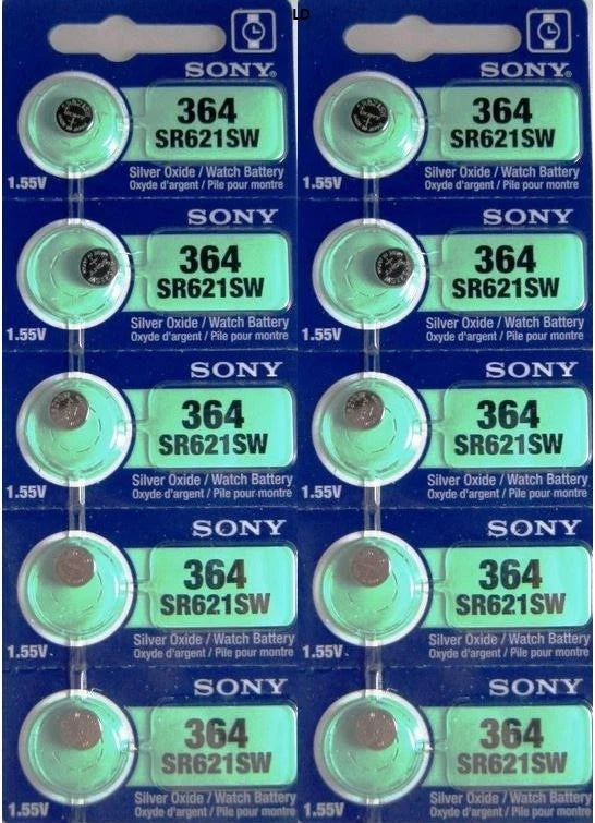 MURATA / SONY 364 SR621SW (10 piece) SR621 364 SILVER OXIDE Battery US Seller