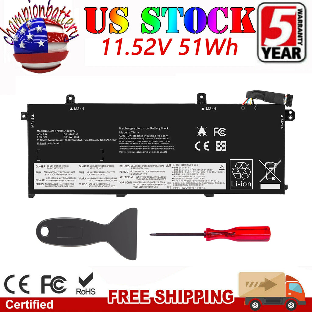 For Lenovo T490 T495 P14S Gen 1 L18C3P72 L18L3P73 02DL007 L18M3P73 Battery