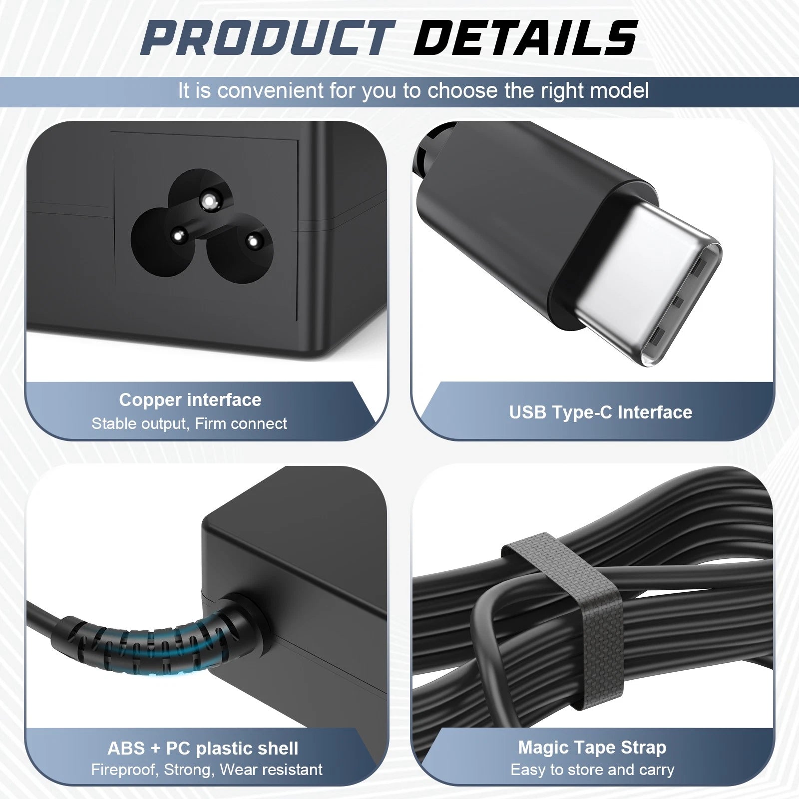 45W65W USB-C Type-C Adapter Laptop Charger For Lenovo/HP/Samsung/Acer Chromebook