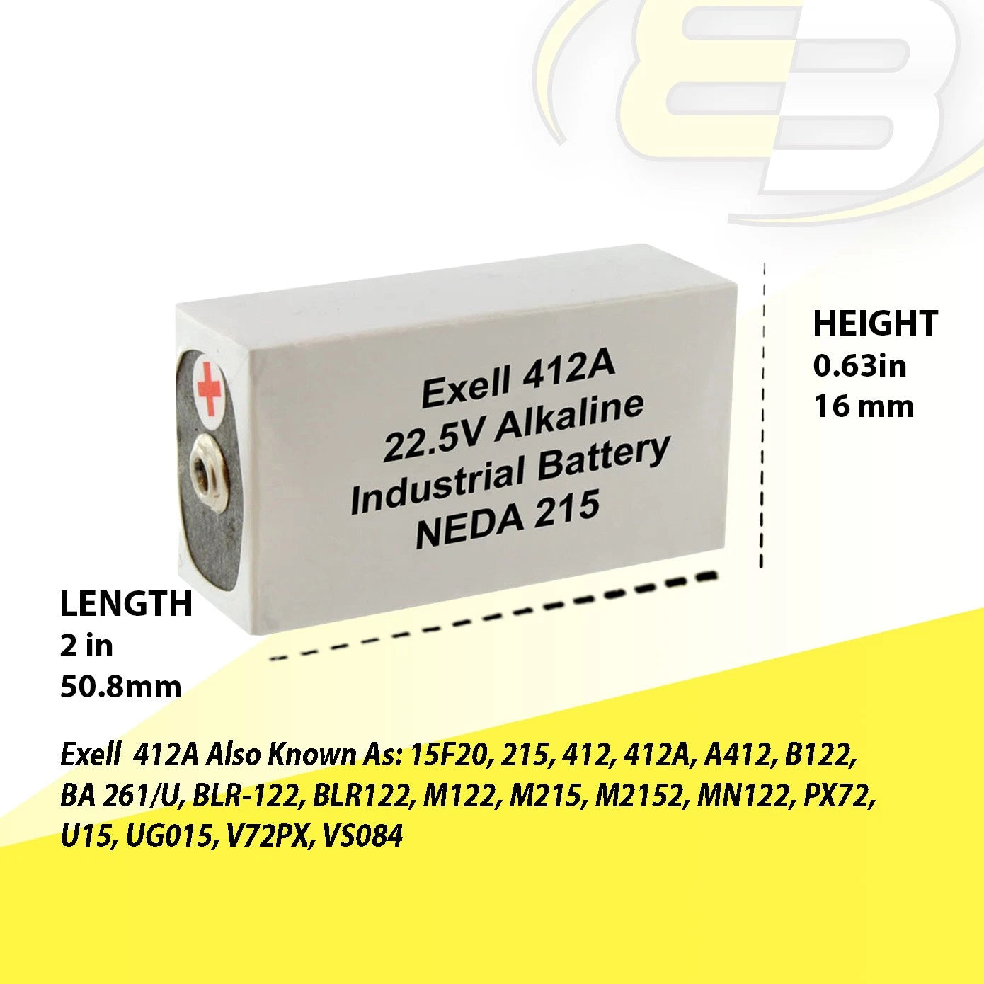 Exell 412A Alkaline 22.5V Battery NEDA 215 Compatible With 15F20,BLR122,V72PX