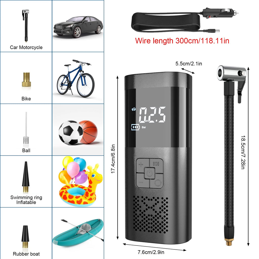 150PSI Air Compressor Car Tyre Inflator Bike Motorcycle Electric Pump Portable