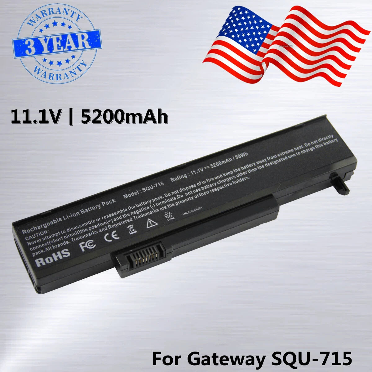 Battery For Gateway SQU-715 SQU-720 W35044LB W35052LB 6501210 6501211 6501212