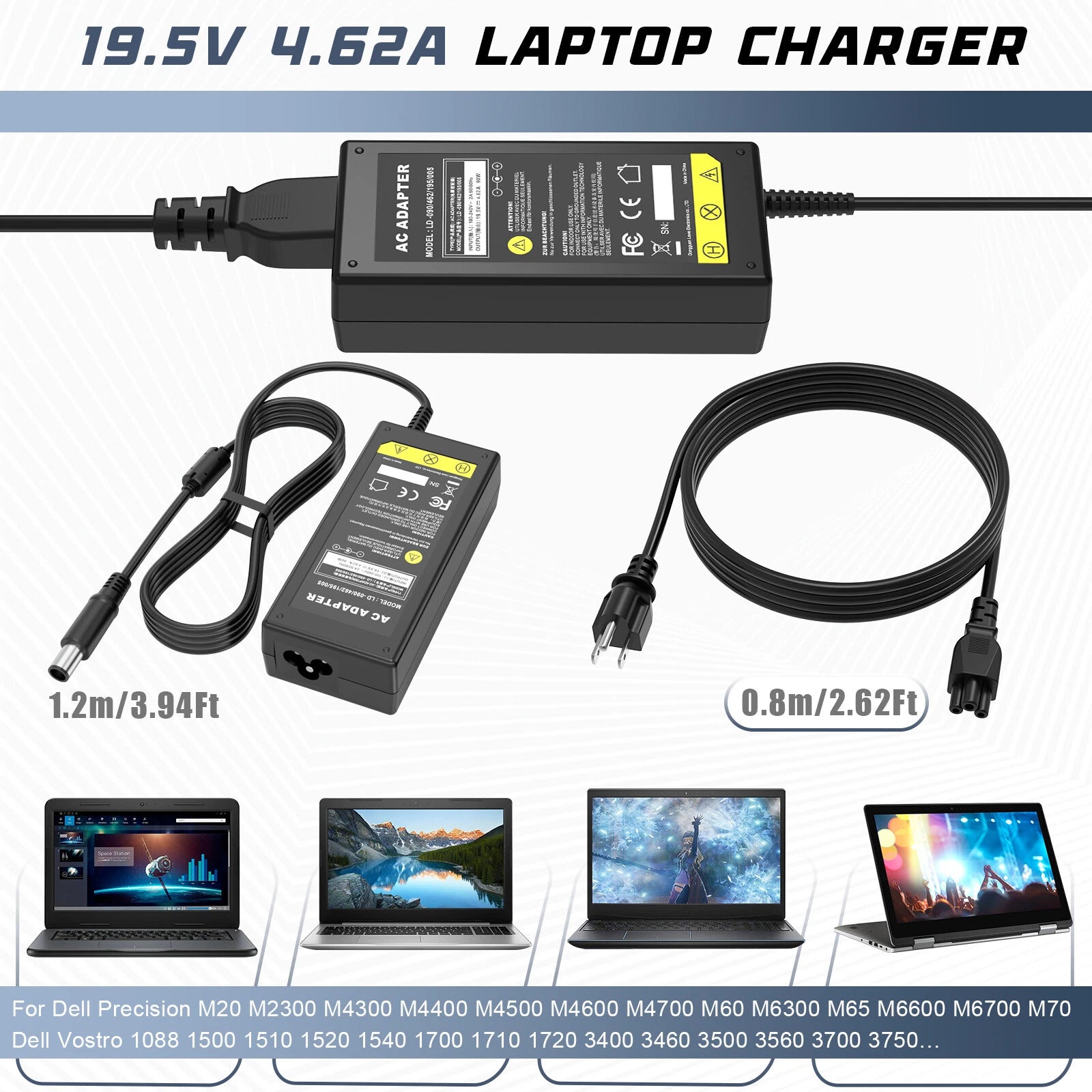 90W Power Adapter Charger For Dell Latitude 5300 5310 5400 5401 5404 5410 5411