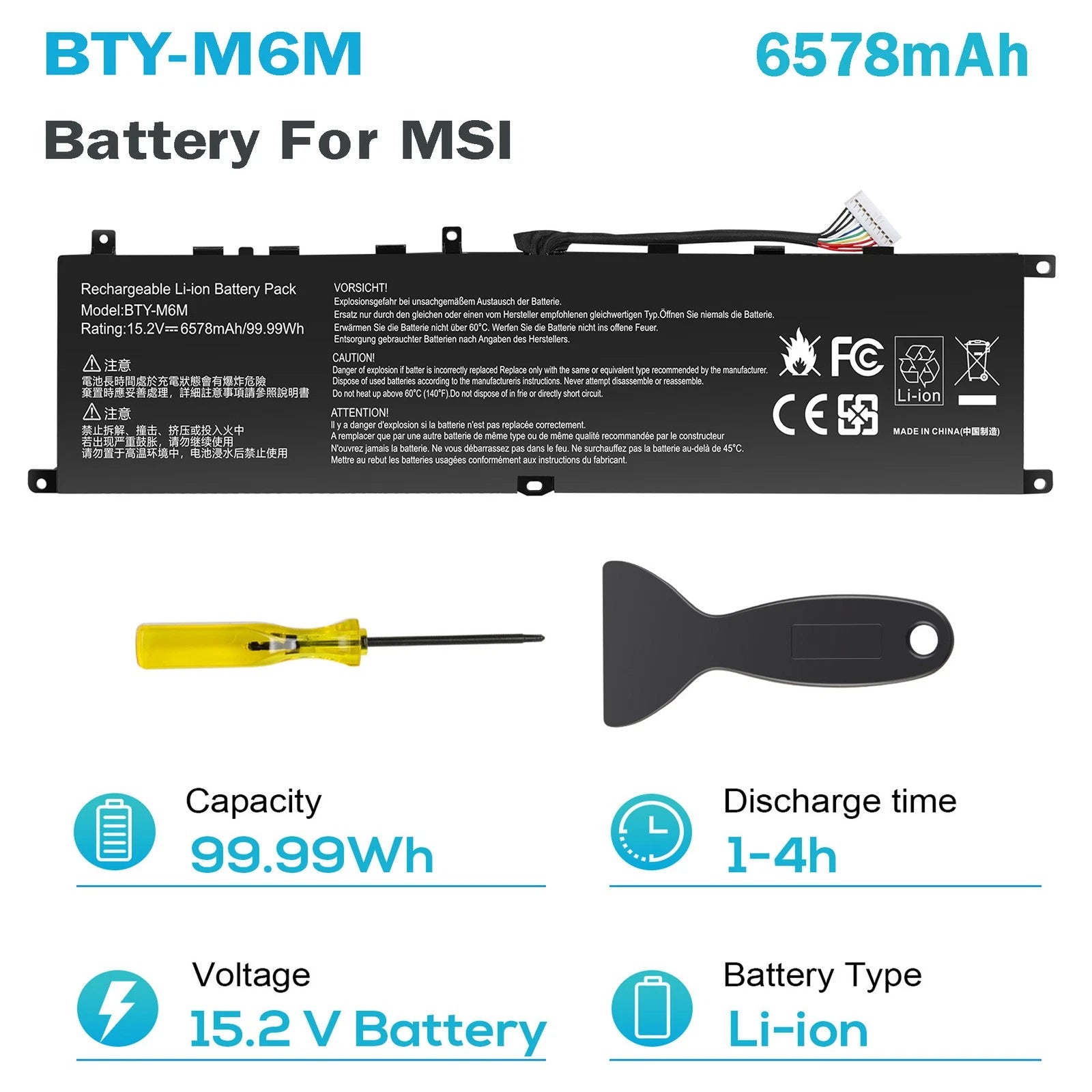 ??BTY-M6M BATTERY FOR MSI GS66 Stealth 10SF 10SFS 10SGS GE66 Raider GE76 6578mAh