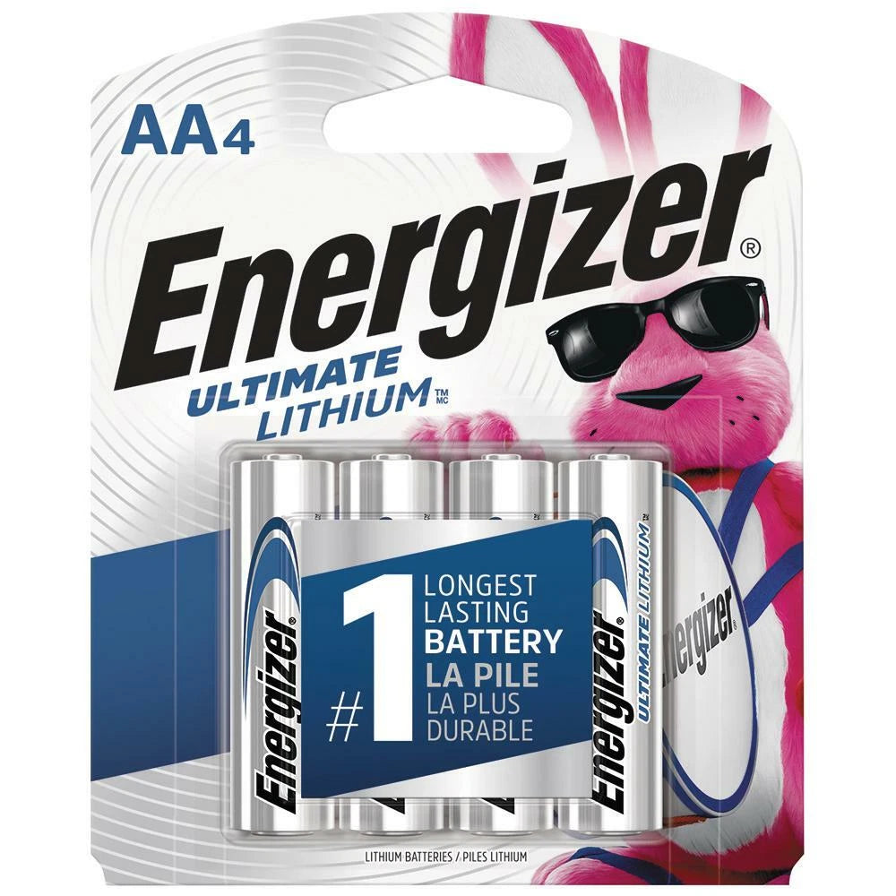 Energizer L91 AA 4 Pack Ultimate Lithium Batteries, FRESH BATTERIES