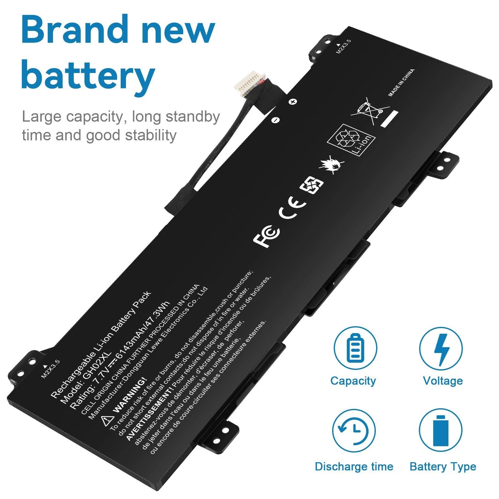 47.3Wh GH02XL Labtpo Battery For HP Chromebook 11A G8 11 G8 14 G6 X360 11 G3